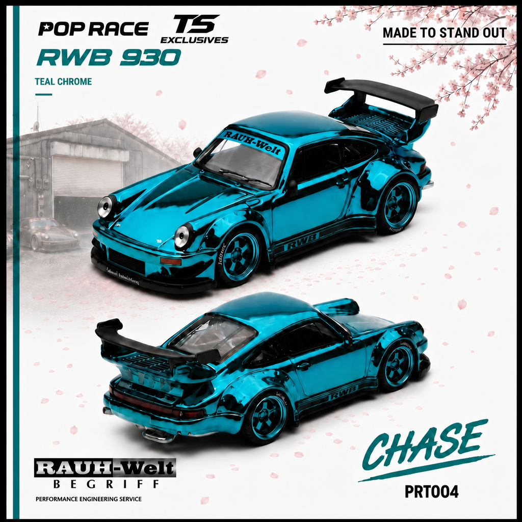 [PRE ORDER] Pop Race TS Exclusives 1:64 RWB 930 Teal Chrome