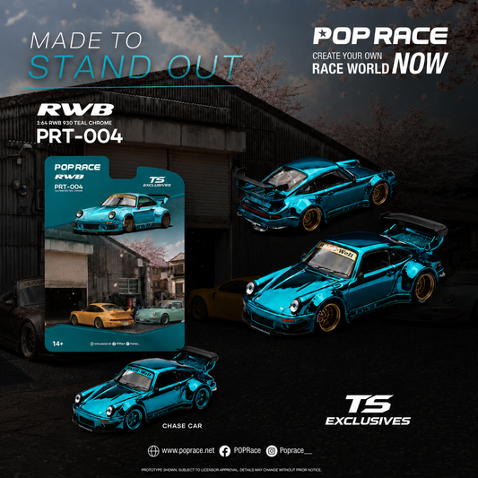 [PRE ORDER] Pop Race TS Exclusives 1:64 RWB 930 Teal Chrome