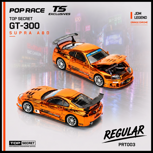 [PRE ORDER] Pop Race TS Exclusives 1:64 Top Secret Supra A80 GT300 Orange Chrome
