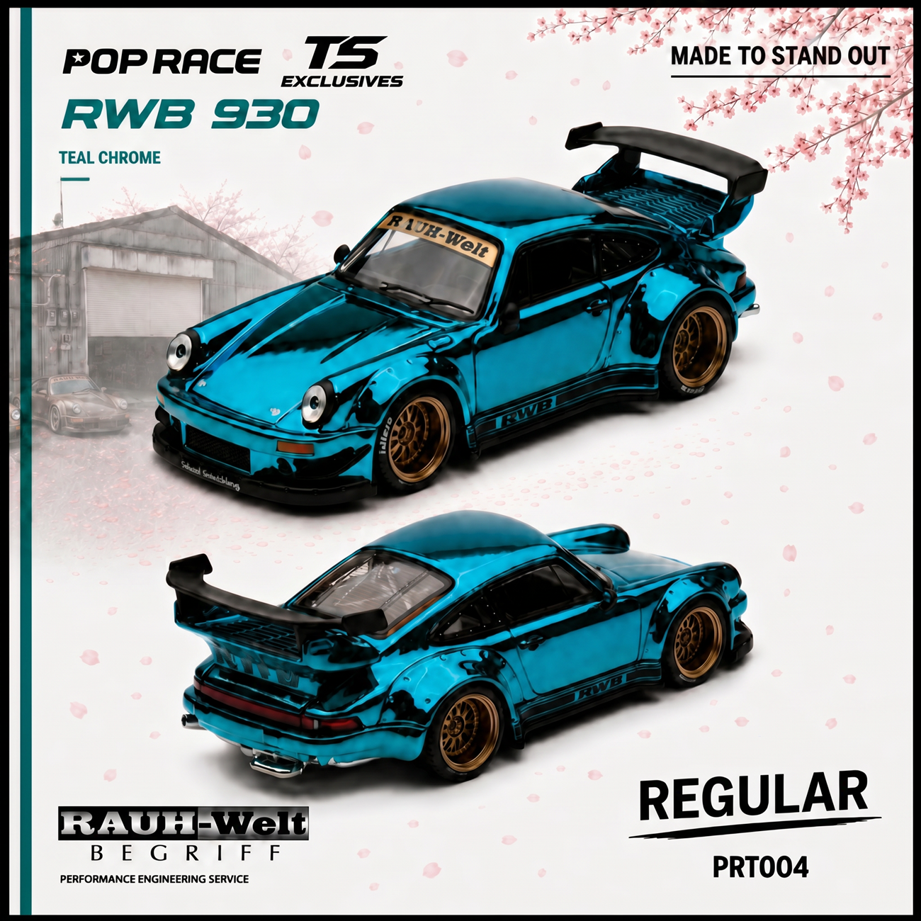 [PRE ORDER] Pop Race TS Exclusives 1:64 RWB 930 Teal Chrome