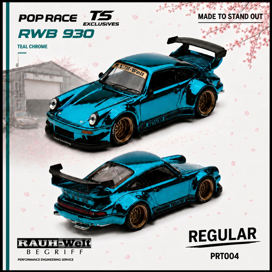 [PRE ORDER] Pop Race TS Exclusives 1:64 RWB 930 Teal Chrome