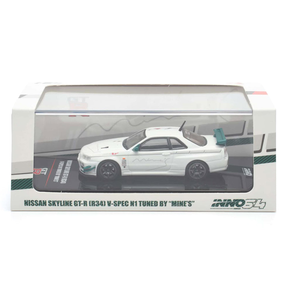 Inno64 1:64 Nissan Skyline GT-R R34 V-Spec Tuned by Mine's White