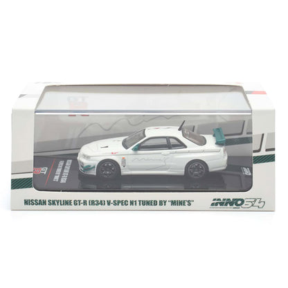 Inno64 1:64 Nissan Skyline GT-R R34 V-Spec Tuned by Mine's White