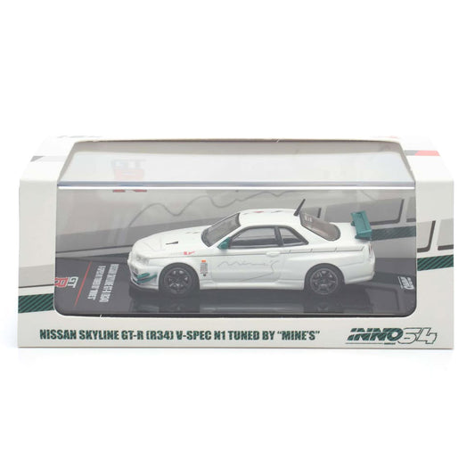 Inno64 1:64 Nissan Skyline GT-R R34 V-Spec Tuned by Mine's White