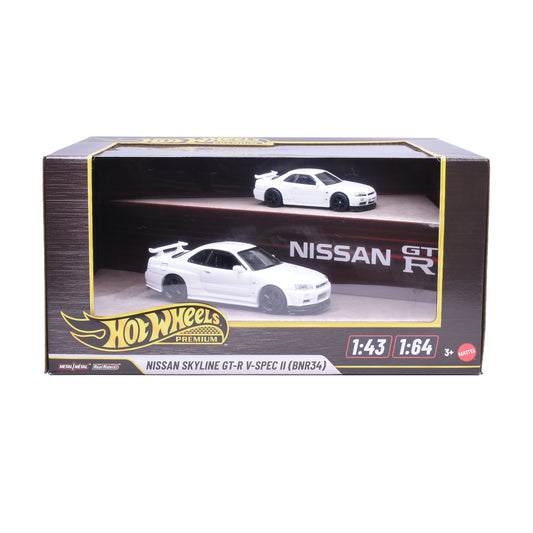 Hot Wheels 1:43 & 1:64 Dual Scale 2-Pack Nissan Skyline GT-R V-Spec II (BNR34)