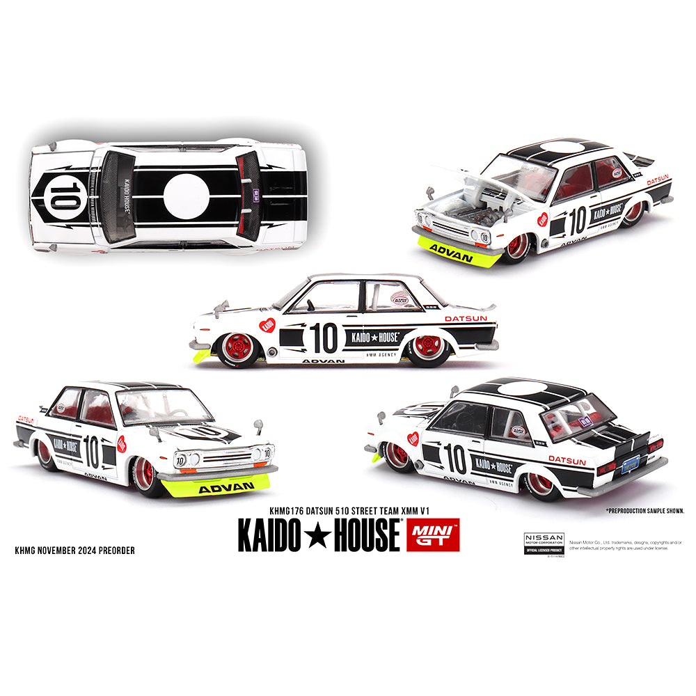 Kaido House 1:64 Datsun 510 Street Team XMM V1 White KHMG176