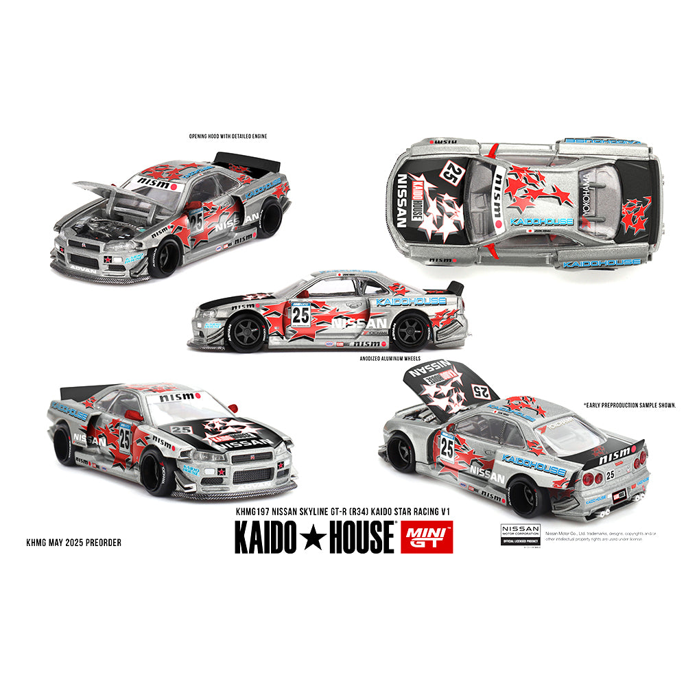 Kaido House 1:64 Nissan Skyline GT-R (R34) Kaido Star Racing V1 Silver