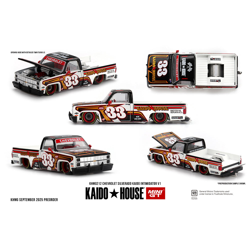 Kaido House 1:64 Chevrolet Silverado KAIDO Intimidator V1 White with Brown