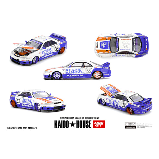 Kaido House 1:64 Nissan Skyline GT-R (R33) BFTHR V1 White w/ Blue