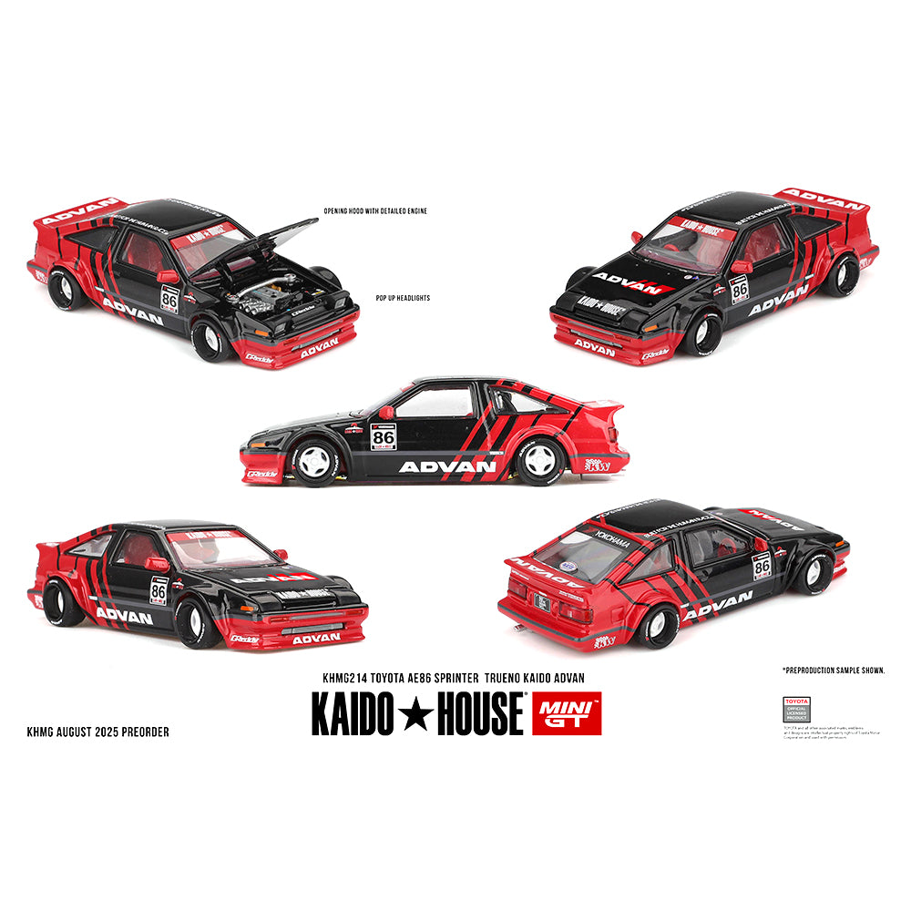 Kaido House 1:64 Toyota AE86 Sprinter Trueno Kaido ADVAN Red/Black