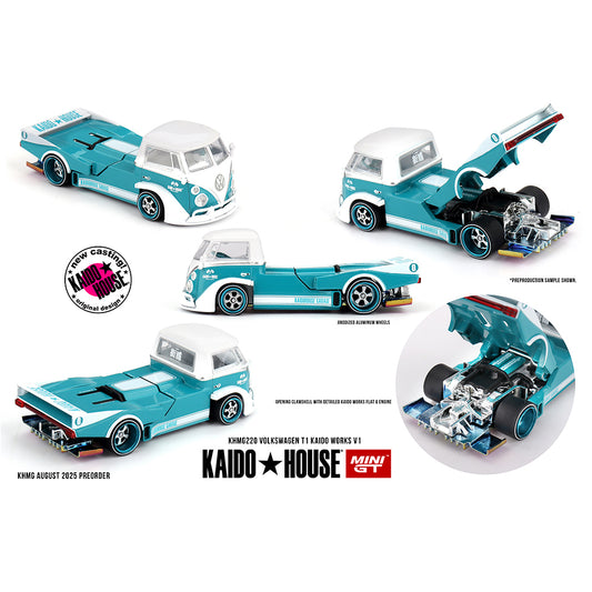 Kaido House 1:64 Volkswagen T1 KAIDO WORKS V1 Turquoise/White