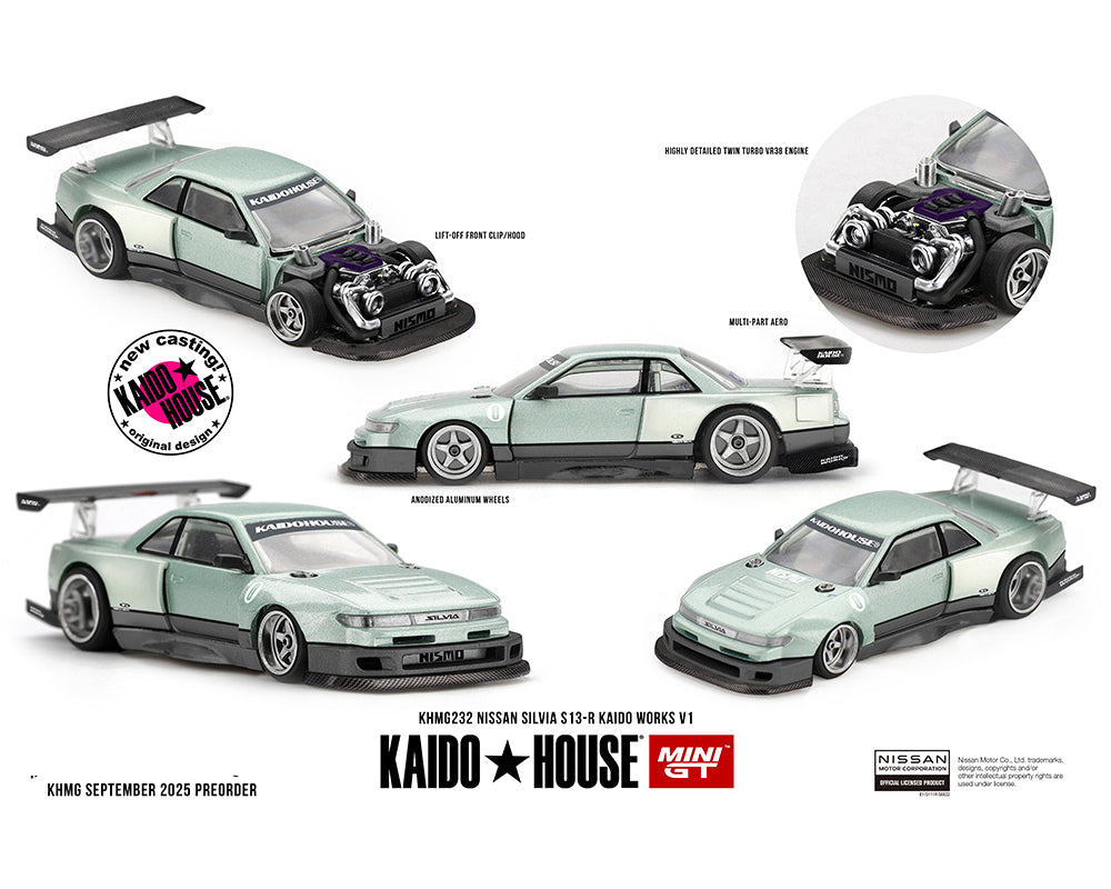 Kaido House 1:64 Nissan Silvia S13-R Kaido Works V1 Sea Foam Green