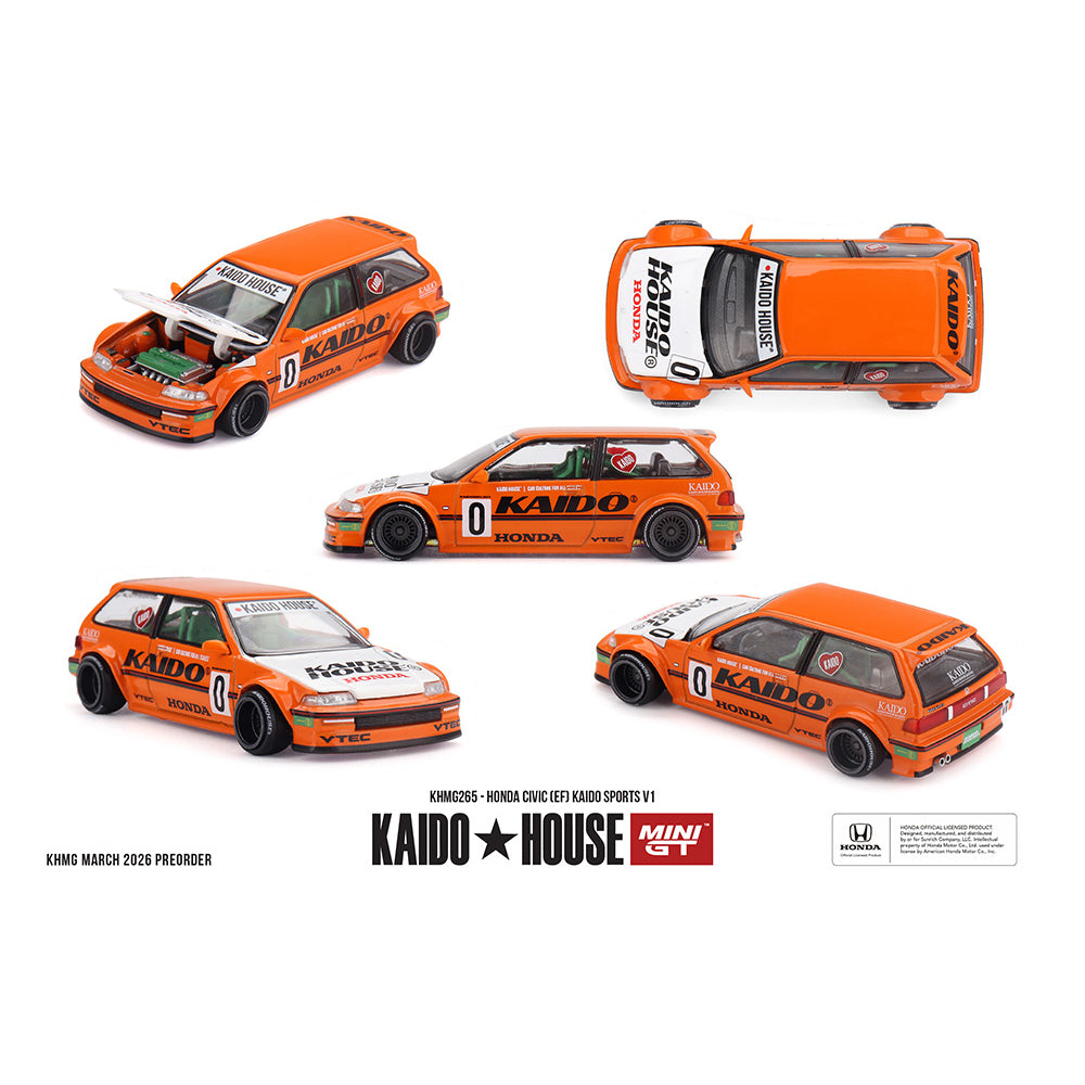 [PRE ORDER] Kaido House 1:64 Honda Civic EF Kaido Sports V1 Orange KHMG265