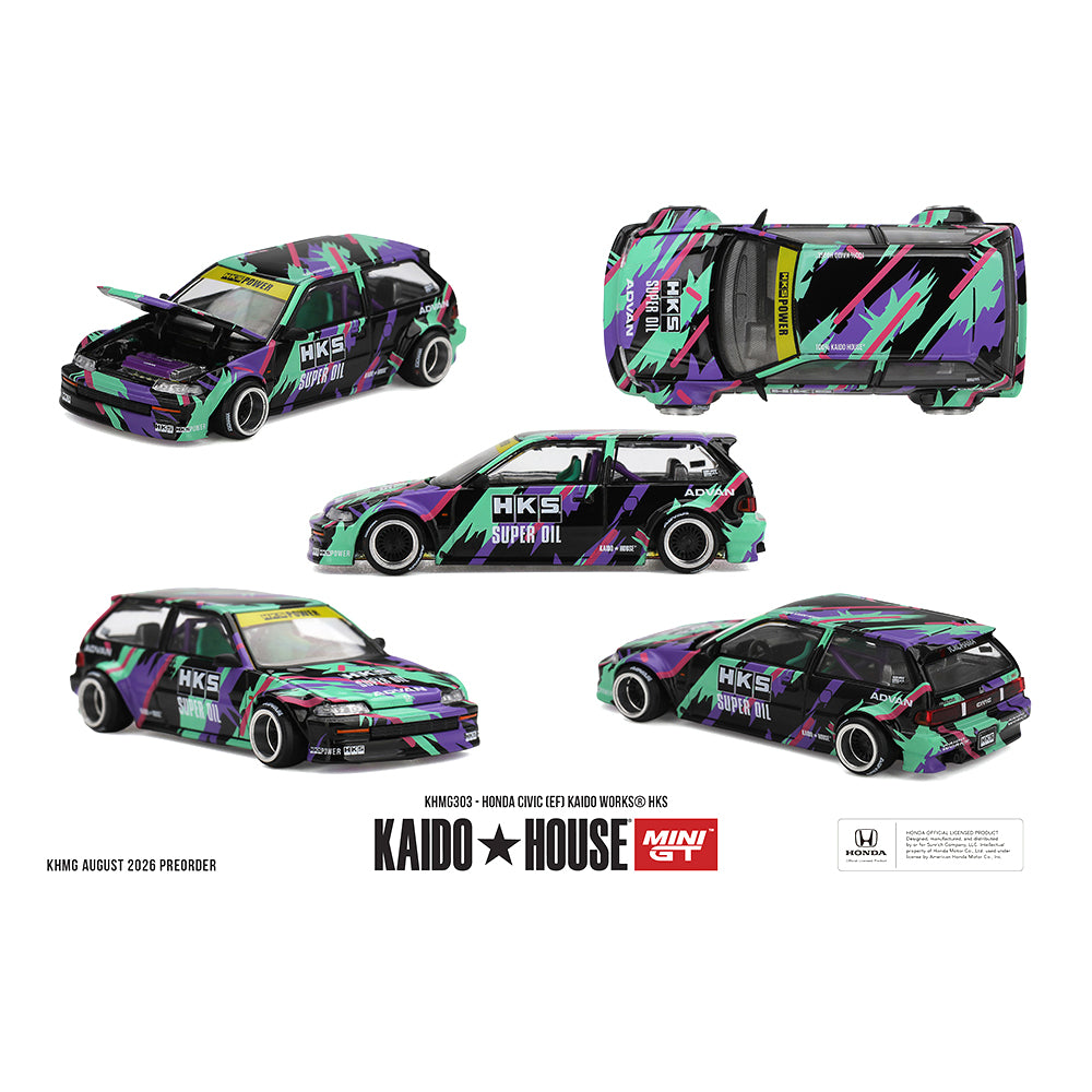 [PRE ORDER] Kaido House 1:64 Honda Civic (EF) Kaido Works HKS