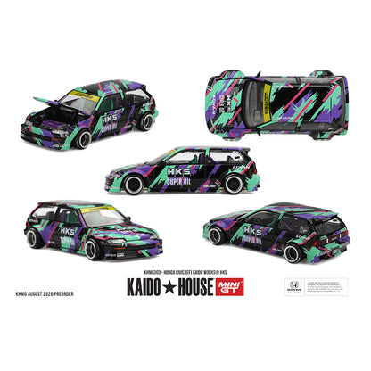 [PRE ORDER] Kaido House 1:64 Honda Civic (EF) Kaido Works HKS