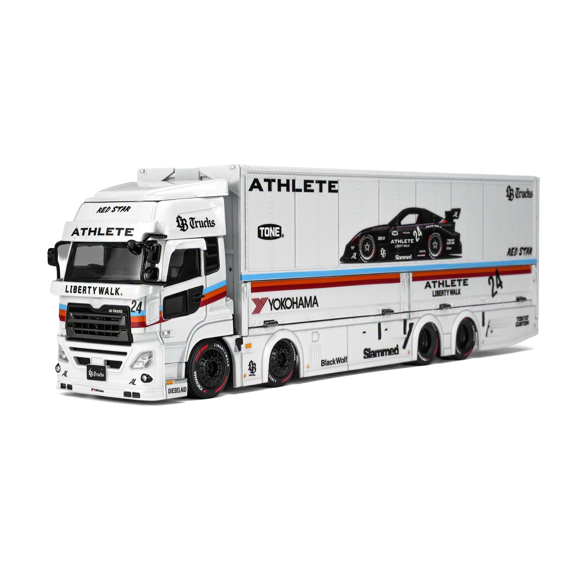 PRE ORDER] Motorhelix 1:64 LB-Trucks UD Quon Cargo Truck ATHLETE