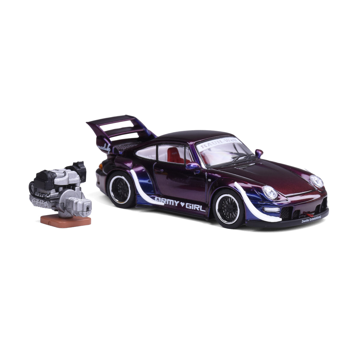 Motorhelix 1:64 RWB 993 Army Girl with Magnetic Air-Cooled Engine
