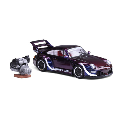 Motorhelix 1:64 RWB 993 Army Girl with Magnetic Air-Cooled Engine