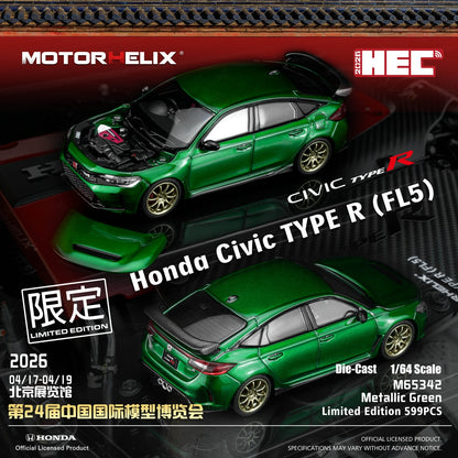 Motorhelix 1:64 Honda Civic Type R FL5 Metallic Green HEC 2026 Exclusive
