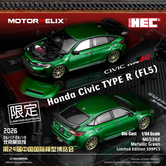 Motorhelix 1:64 Honda Civic Type R FL5 Metallic Green HEC 2026 Exclusive