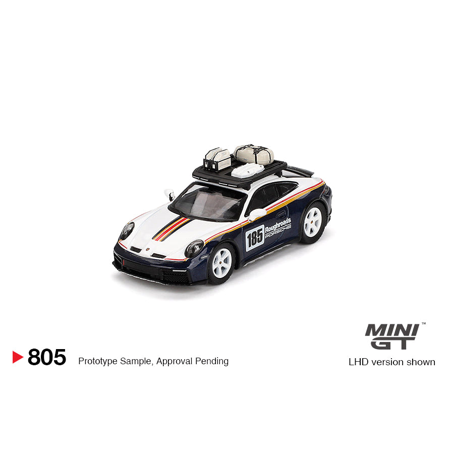 Mini GT 1:64 Porsche 911 Dakar Rallye Design Package White/Gentian Blue Metallic