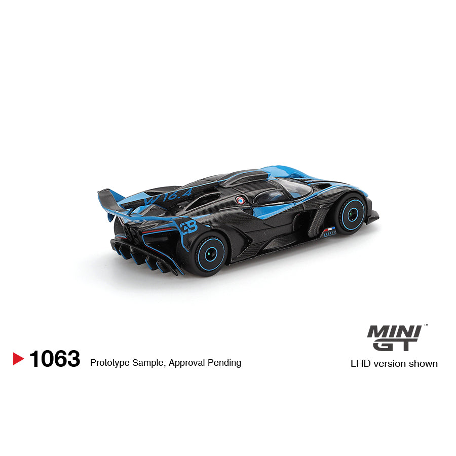 Mini GT 1:64 Bugatti Bolide Presentation Black Blue