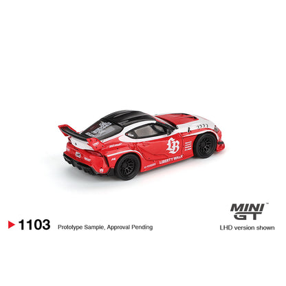 Mini GT 1:64 LB★WORKS Toyota GR Supra Red and White MGT01103-BL