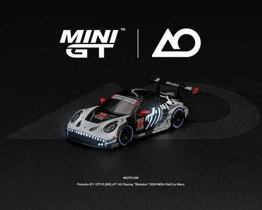 Mini GT Porsche 911 GT3 R #77 AO Racing Skeleton Rexy