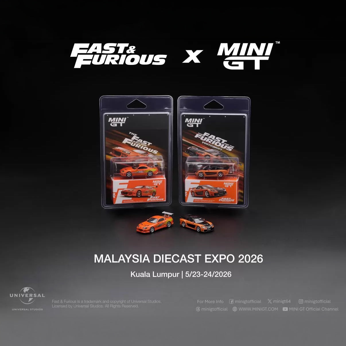Mini GT 1:64 Fast and Furious Supra and Veilside RX-7 Set of 2 MDX 2026