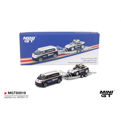 Mini GT 1:64 Porsche 911 Dakar #718 and Volkswagen ID. Buzz Porsche Centrum Gelderland Roughroads Set