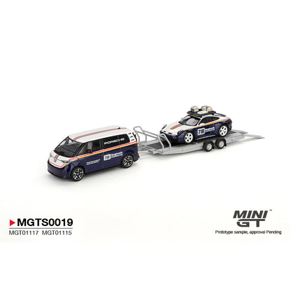 Mini GT 1:64 Porsche 911 Dakar #718 and Volkswagen ID. Buzz Porsche Centrum Gelderland Roughroads Set