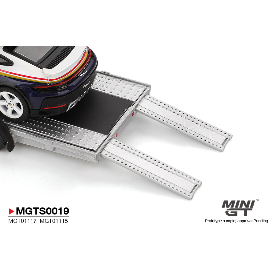 Mini GT 1:64 Porsche 911 Dakar #718 and Volkswagen ID. Buzz Porsche Centrum Gelderland Roughroads Set