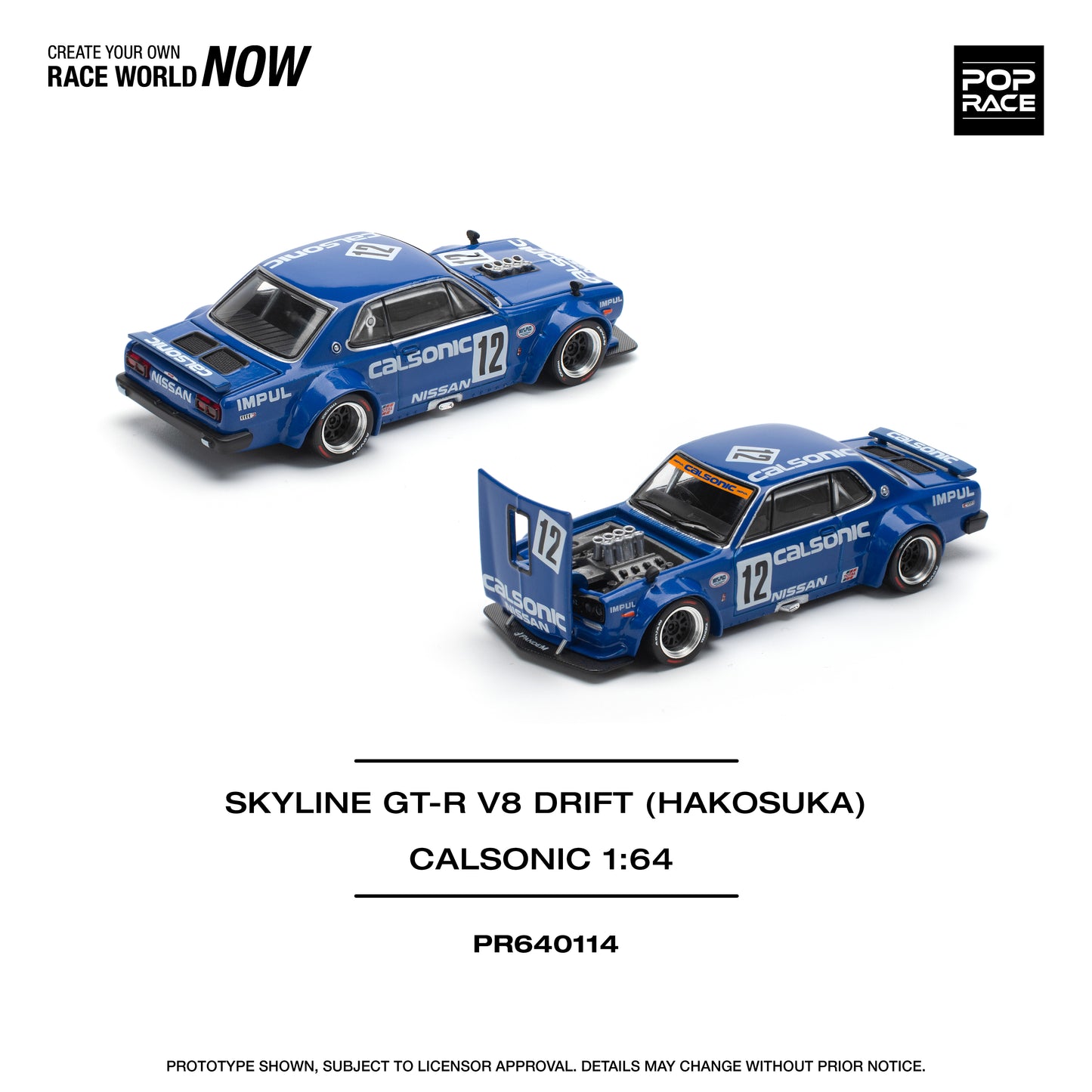 Pop Race 1:64 Skyline GT-R V8 Drift Hakosuka Calsonic