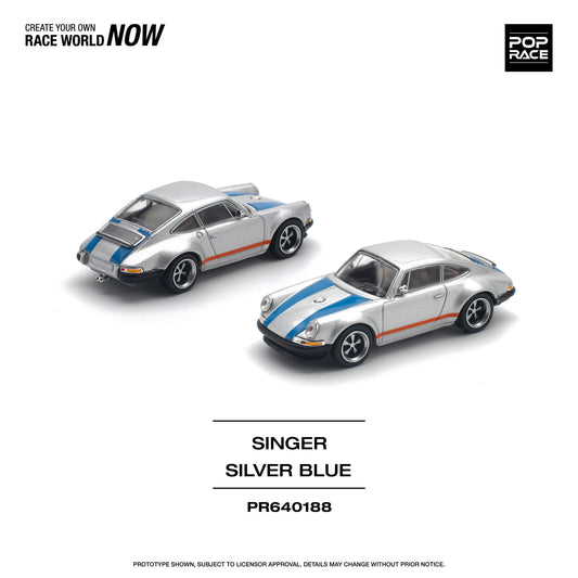 Pop Race 1:64 Singer 964 Silver Blue PR640188