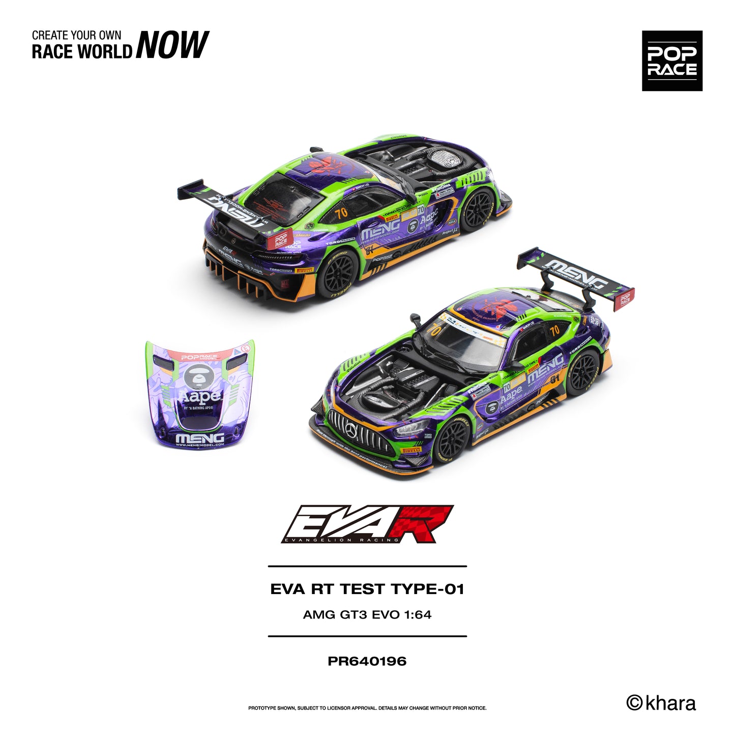 [PRE ORDER] Pop Race 1:64 Eva RT Test Type-01 AMG GT3 Evo Macau GP 2023