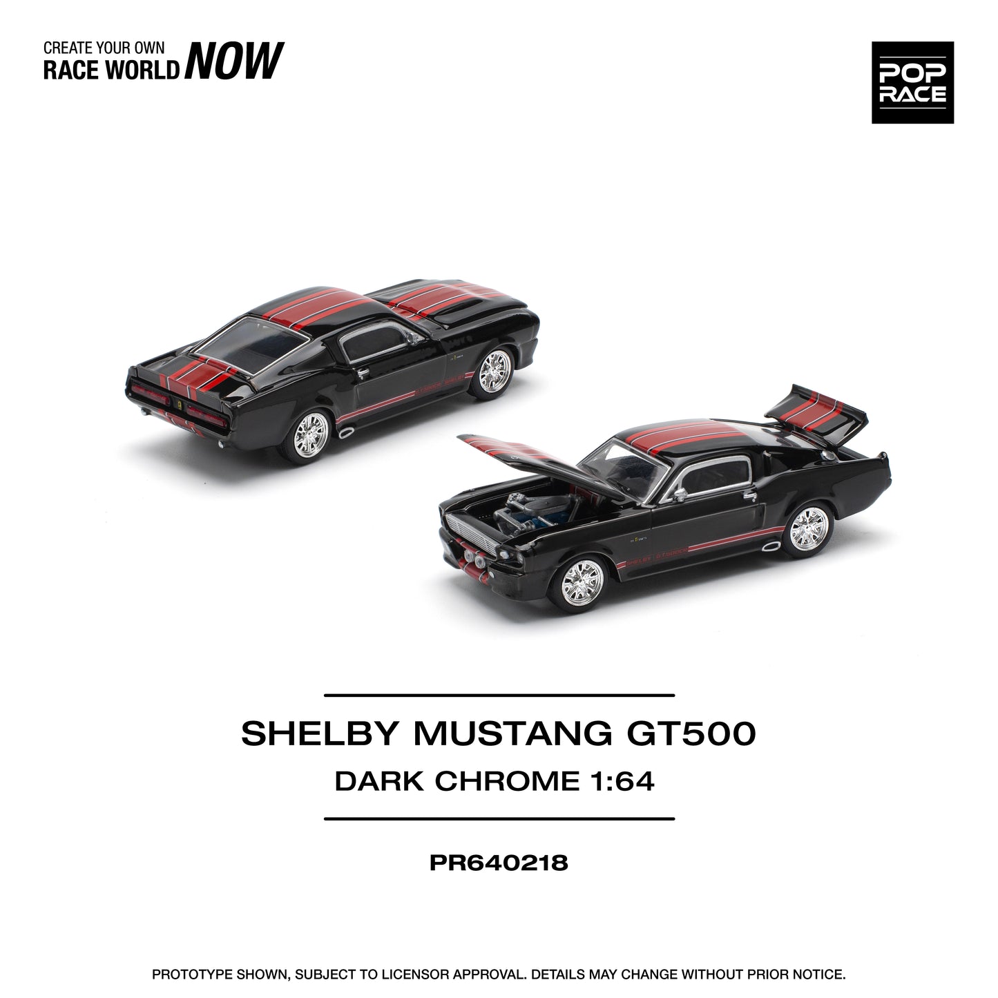 Pop Race 1:64 Shelby Mustang GT500 Dark Chrome PR640218