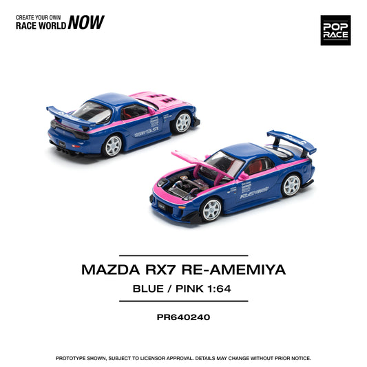 Pop Race 1:64 Mazda RX7 Re-Amemiya Blue and Pink PR640240
