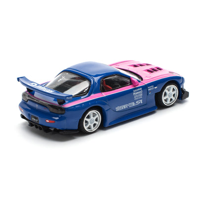 Pop Race 1:64 Mazda RX7 Re-Amemiya Blue and Pink PR640240