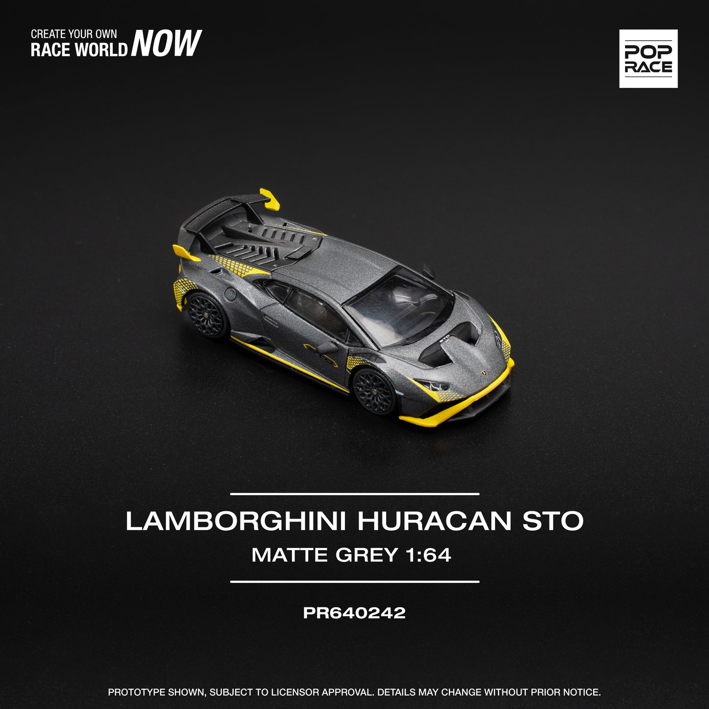 Pop Race 1:64 Lamborghini Huracan STO Matte Grey