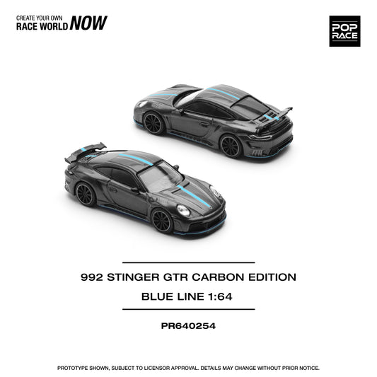 Pop Race 1:64 992 Stinger GTR Carbon Edition Blueline PR640254