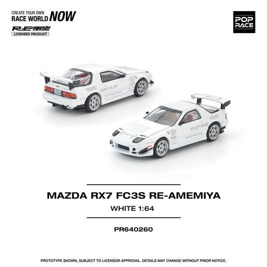 Pop Race 1:64 Mazda RX7 FC3S Re-Amemiya White PR640260