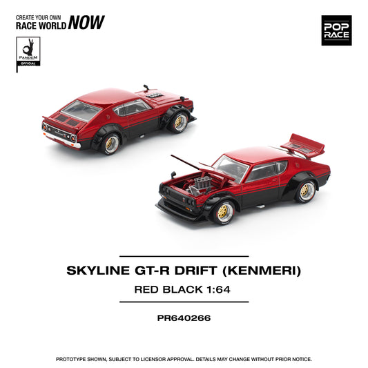 Pop Race 1:64 KPGC110 Kenmeri Red and Black