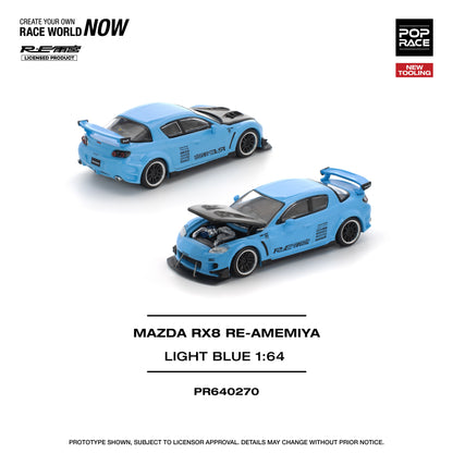 Pop Race 1:64 Mazda RX-8 Re-Amemiya Light Blue PR640270