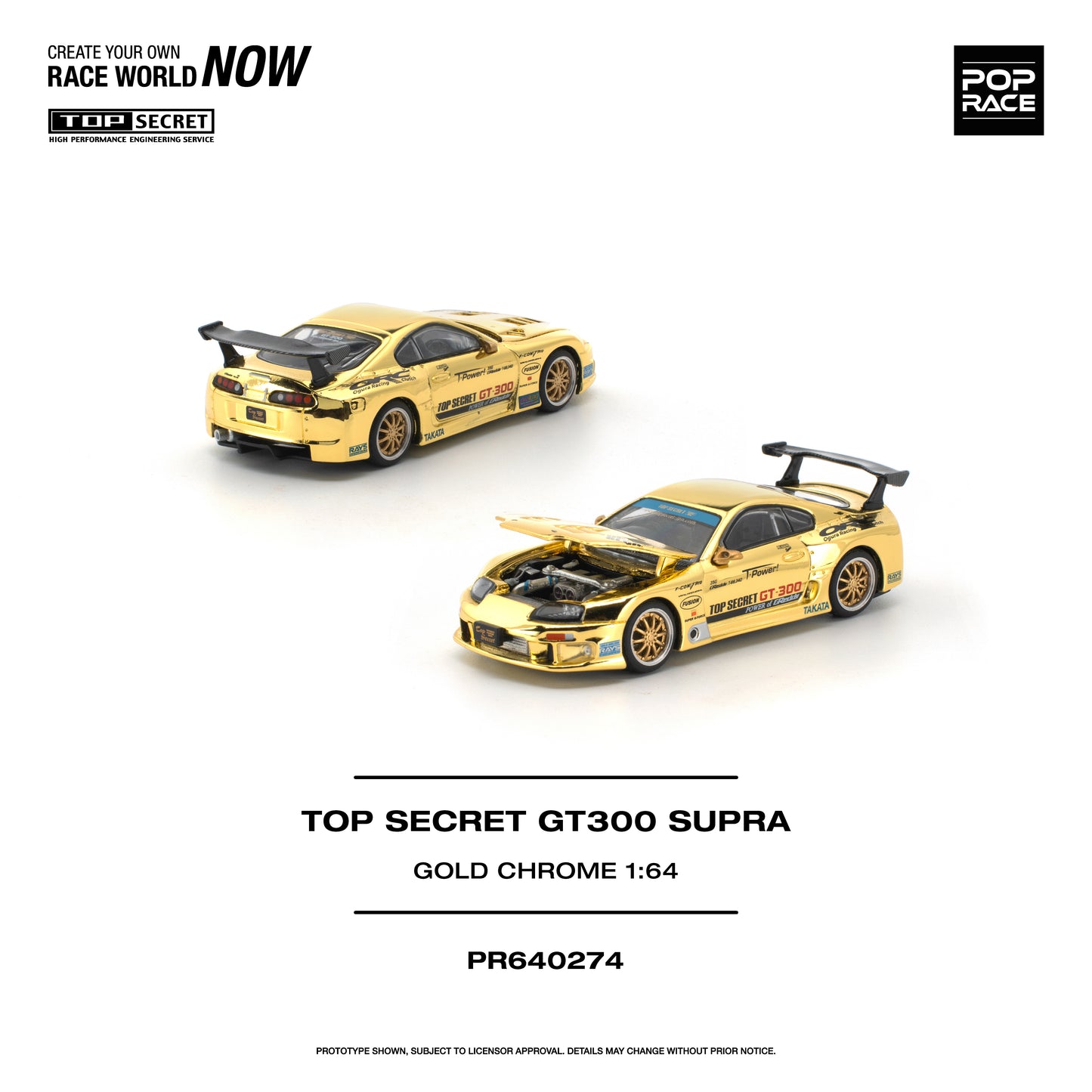 [PRE ORDER] Pop Race 1:64 Top Secret GT300 Supra Gold Chrome