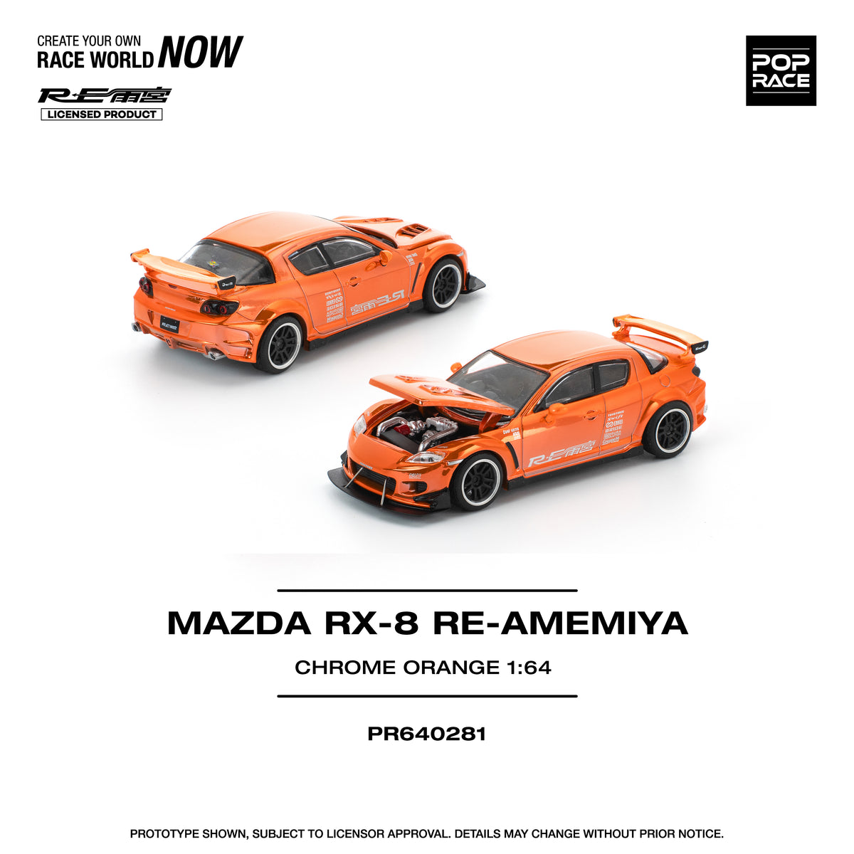 Pop Race 1:64 Mazda RX-8 Re-Amemiya Chrome Orange