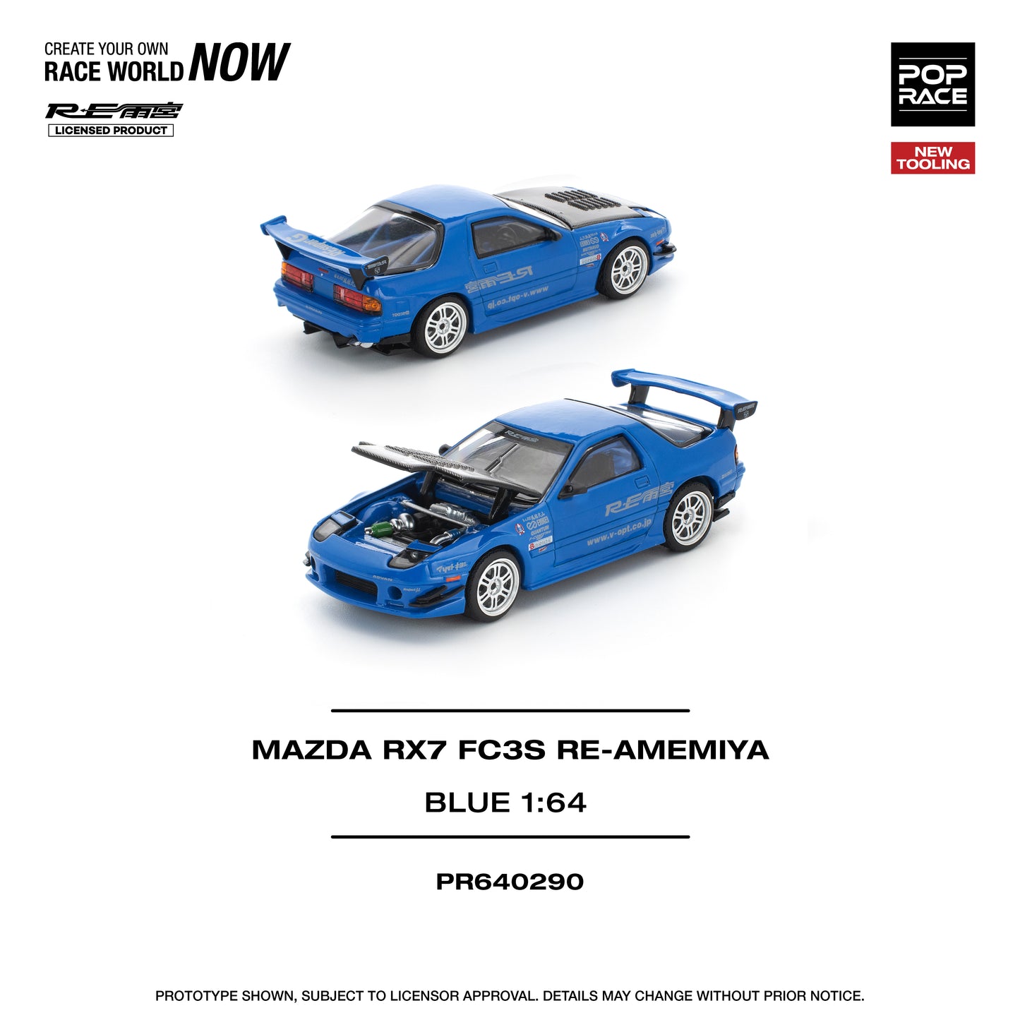 Pop Race 1:64 Mazda RX7 FC3S Re-Amemiya Blue PR640290