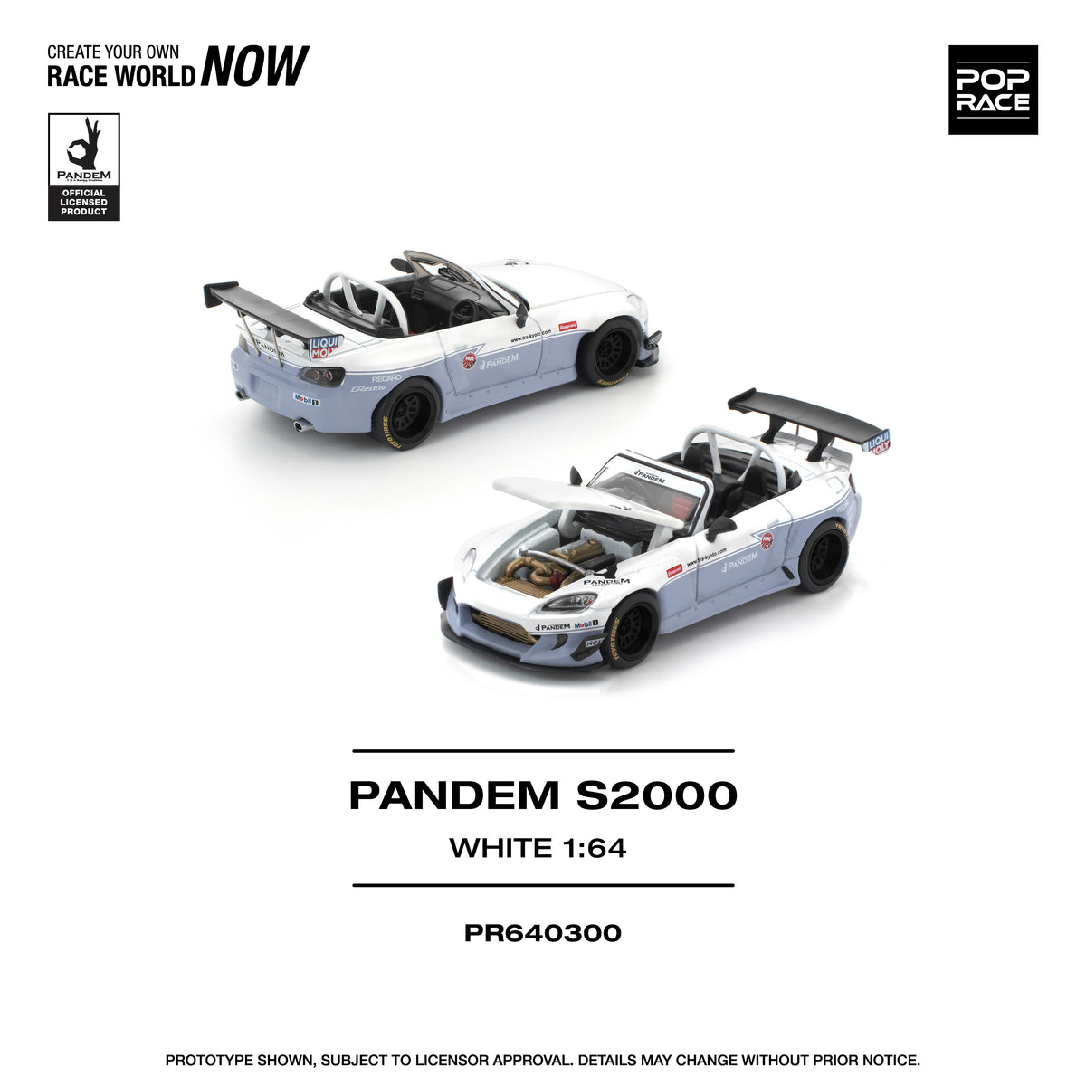 Pop Race 1:64 Pandem S2000 White