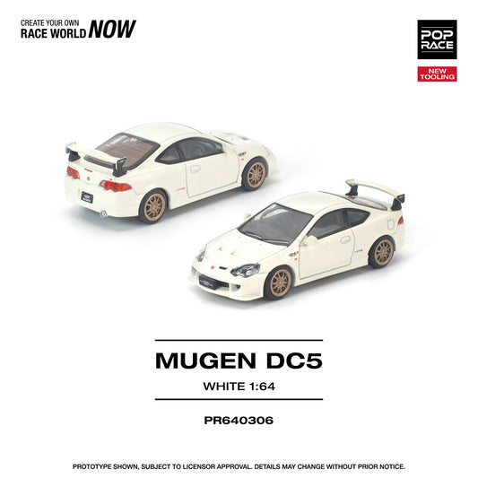 [PRE ORDER] Pop Race 1:64 Honda DC5 Mugen White PR640306