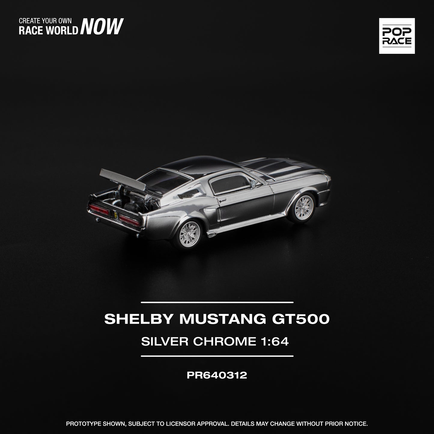 Pop Race 1:64 Shelby Mustang GT500 Silver Chrome