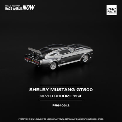 Pop Race 1:64 Shelby Mustang GT500 Silver Chrome
